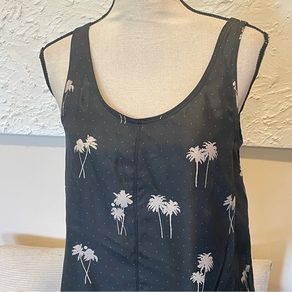 Rag & Bone Natalie Silk Palm Tree Sleeveless Tank Top in Black Sz S - Picture 3 of 9